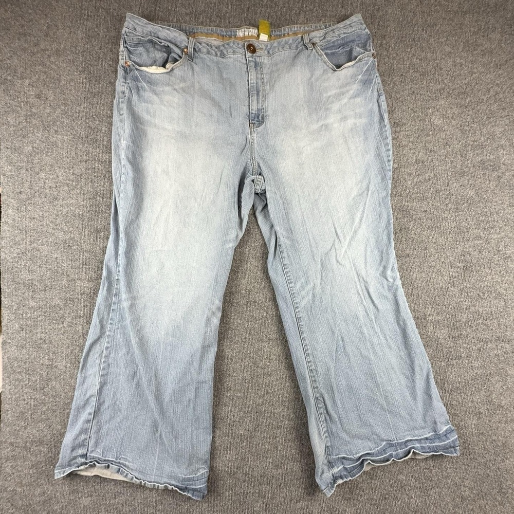 Zona Di Jeans Womens 32 Light Wash Blue Relaxed Wide Leg Stretch Denim Jeans